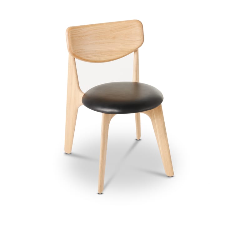 Slab ruokatuoli verhoiltu istuin - Natural oak-black leather - Tom Dixon