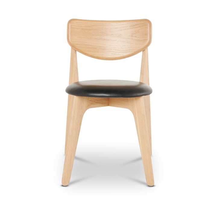 Slab ruokatuoli verhoiltu istuin, Natural oak-black leather Tom Dixon