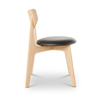 Slab ruokatuoli verhoiltu istuin - Natural oak-black leather - Tom Dixon