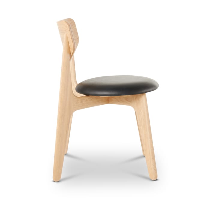 Slab ruokatuoli verhoiltu istuin, Natural oak-black leather Tom Dixon