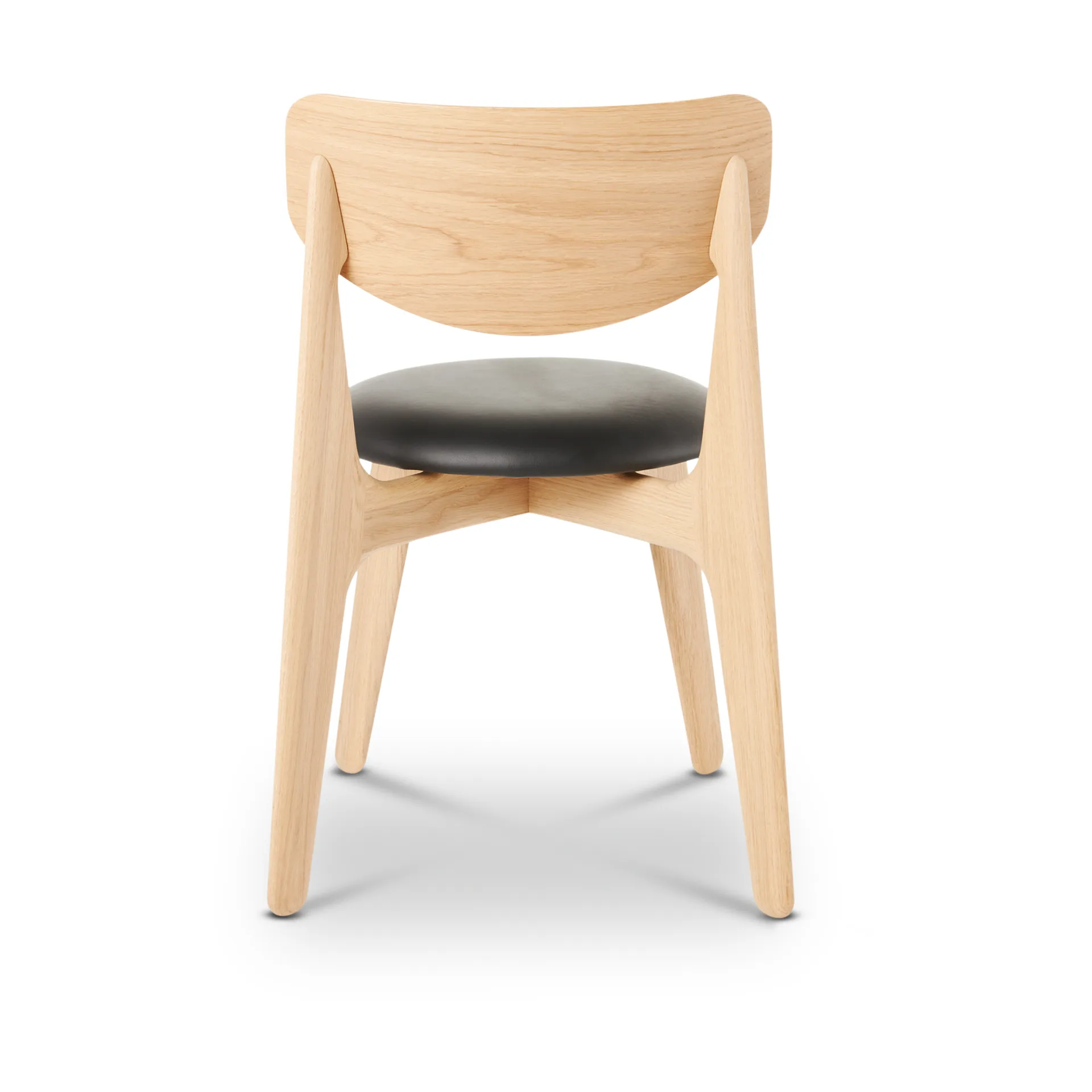 Slab ruokatuoli verhoiltu istuin, Natural oak-black leather Tom Dixon