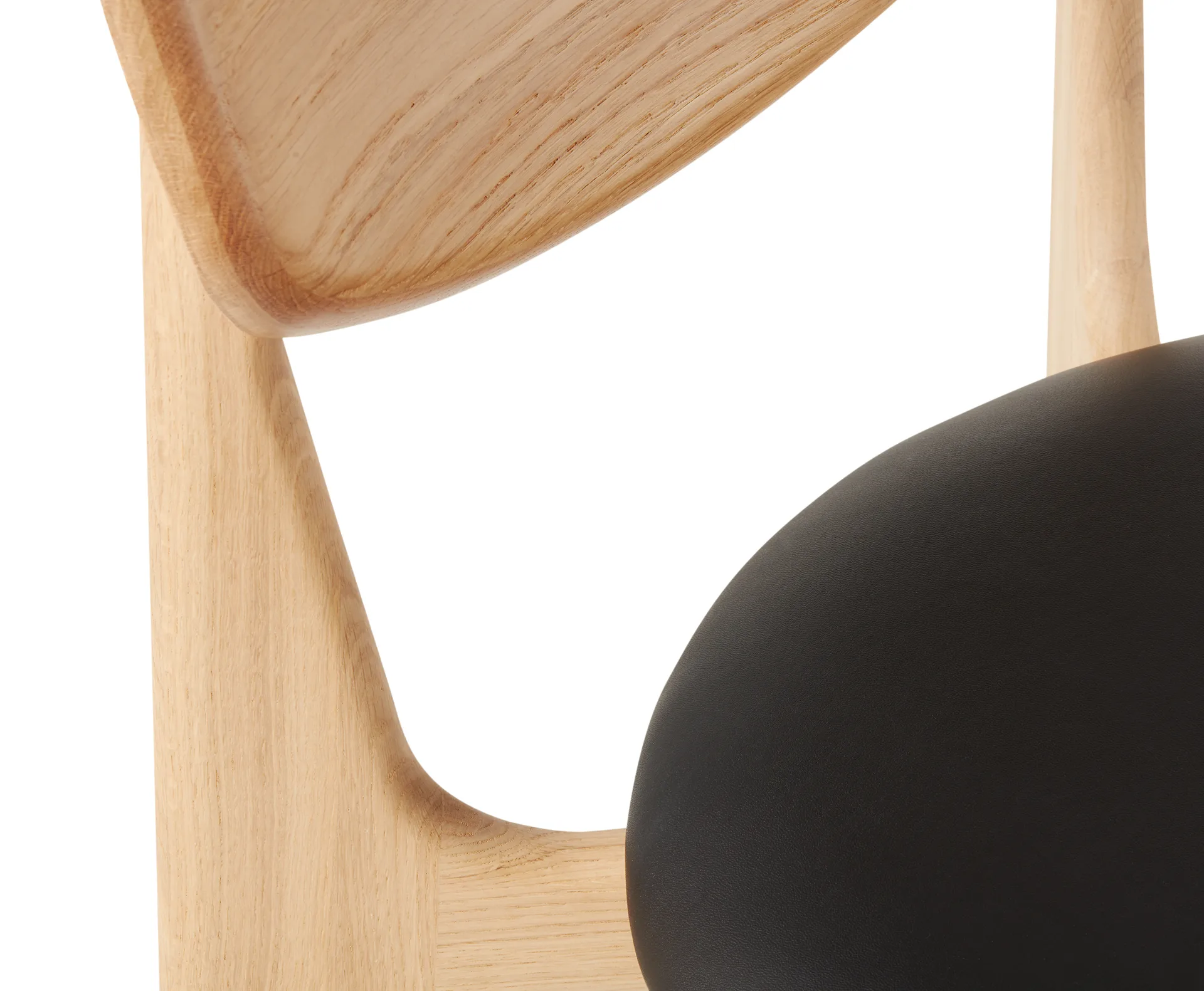 Slab ruokatuoli verhoiltu istuin, Natural oak-black leather Tom Dixon