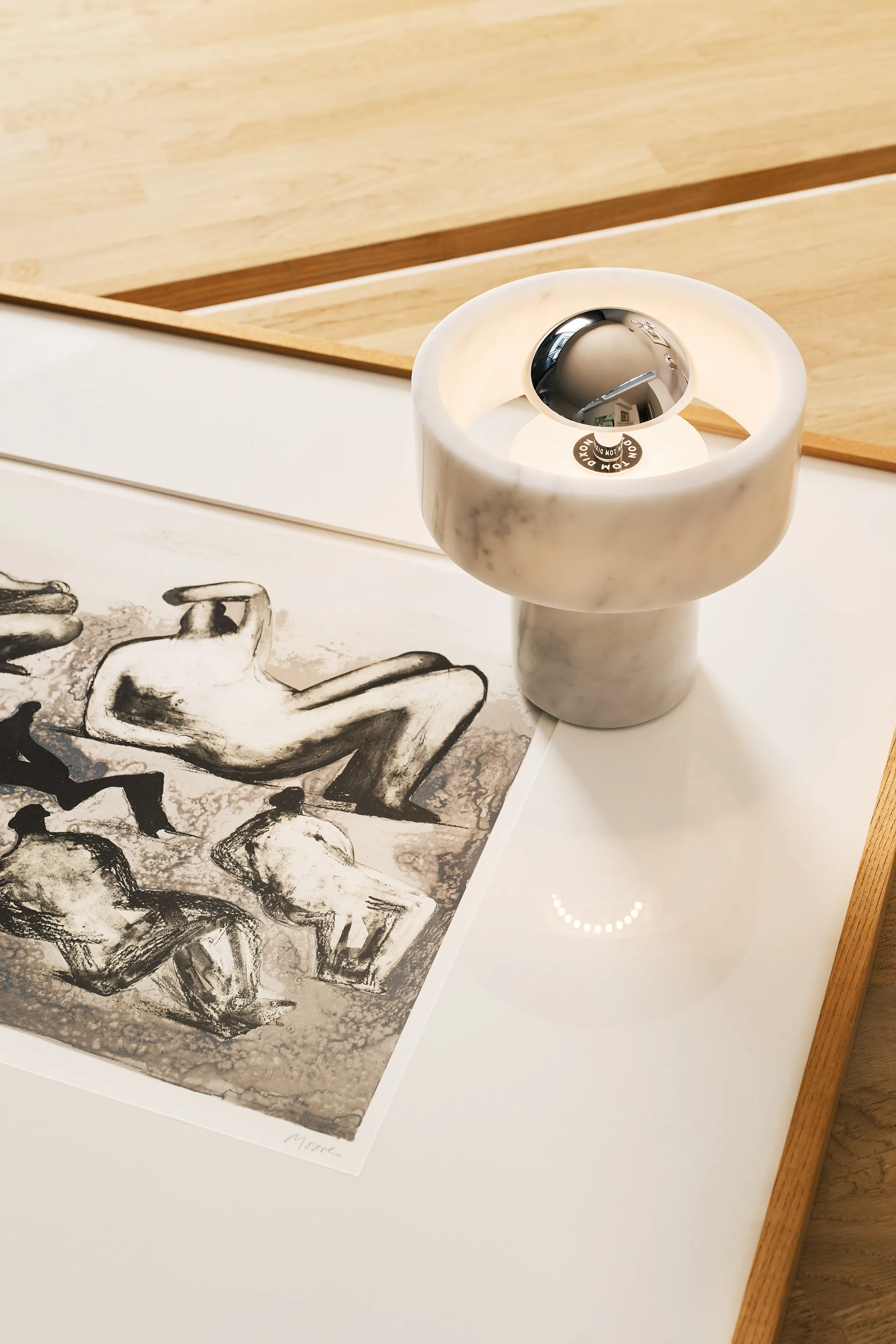 Stone Portable LED -pöytävalaisin 28 cm, Marble-silver Tom Dixon