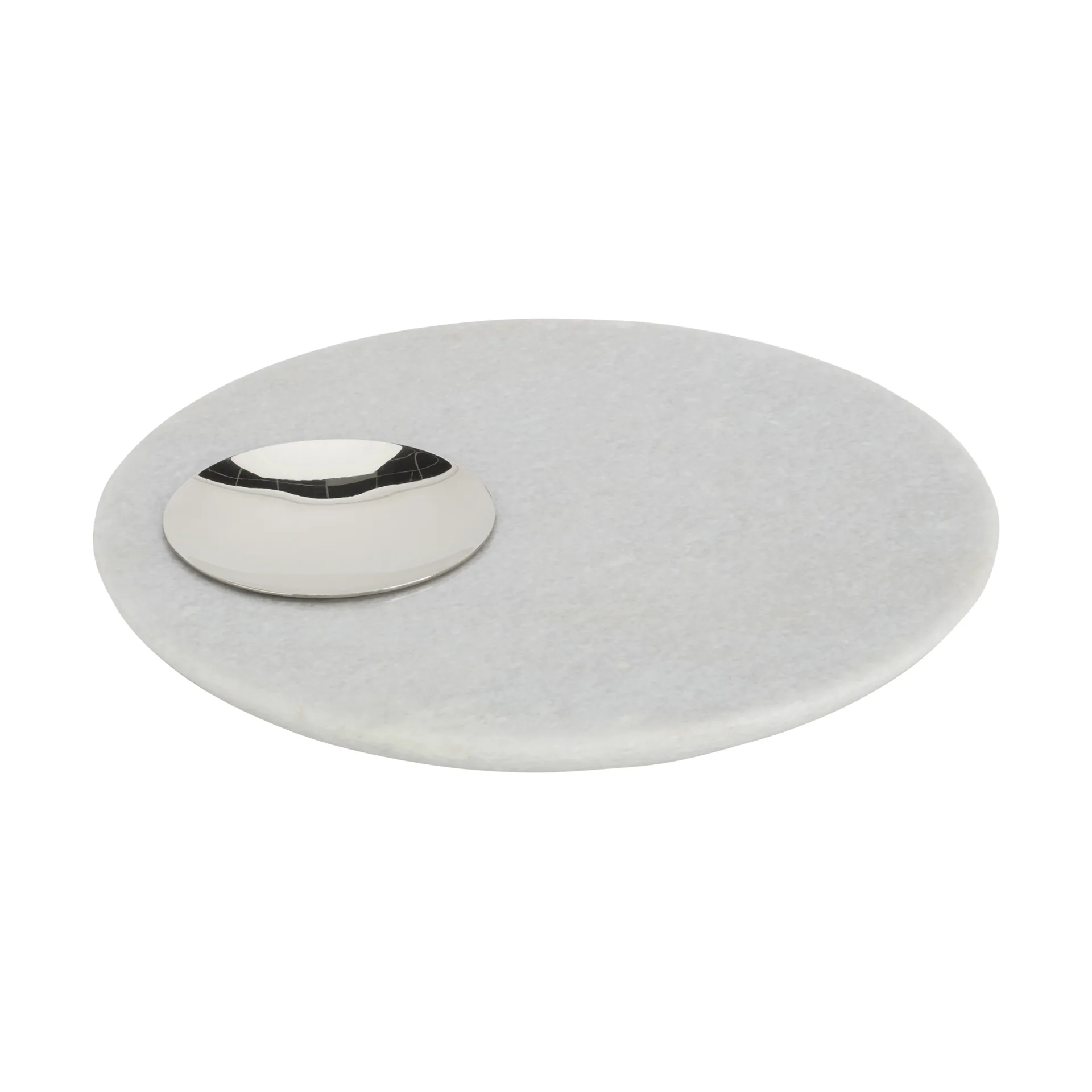 Stone tarjoilualusta Ø22 cm, White marble-silver Tom Dixon