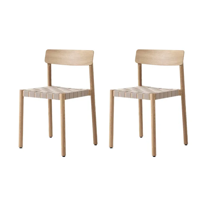 Betty TK1 tuoli, Tammi luonnollinen-punottu pellavanauhaistuin, 2-pakkaus - &Tradition
