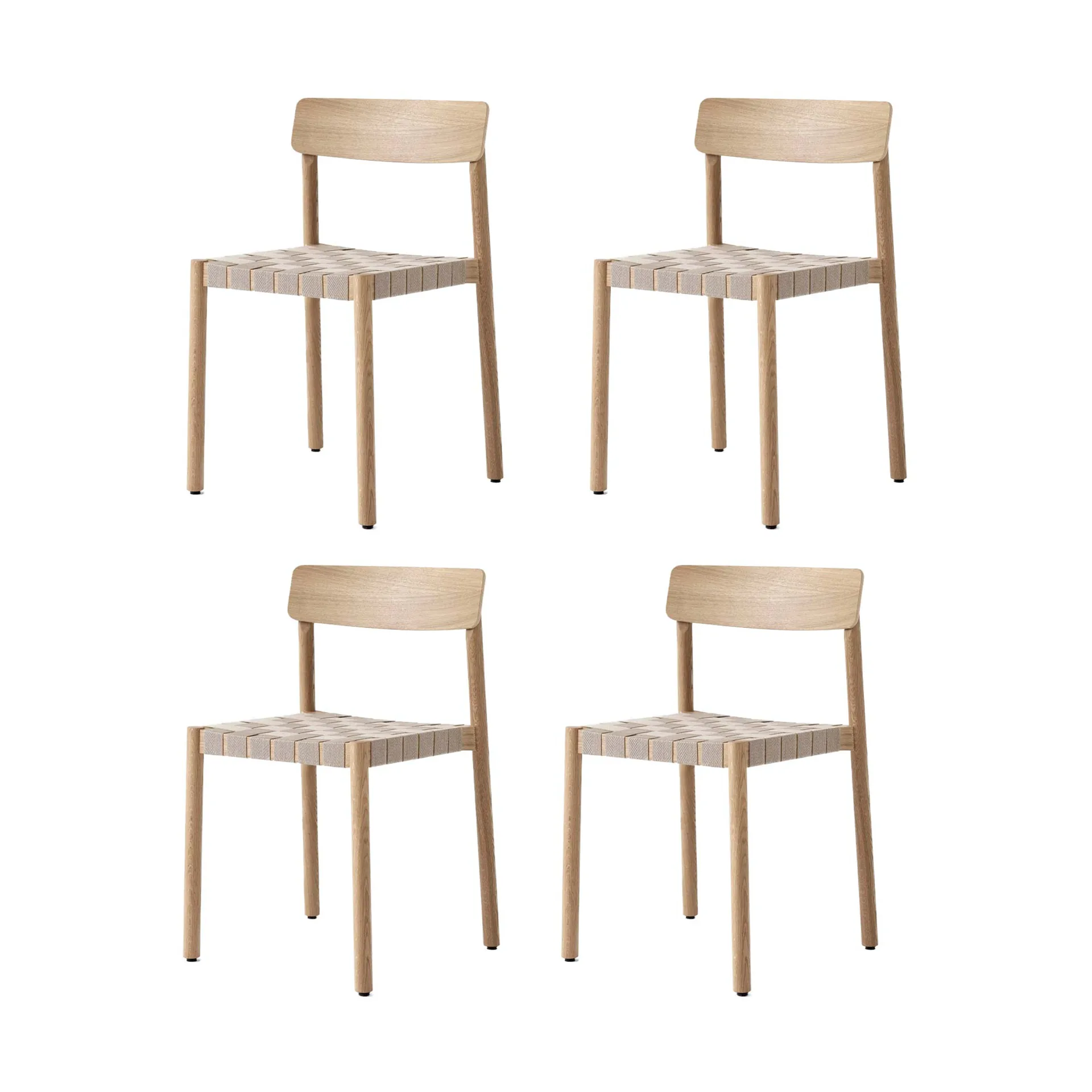 Betty TK1 tuoli, Tammi luonnollinen-punottu pellavanauhaistuin, 4-pakkaus,  &Tradition
