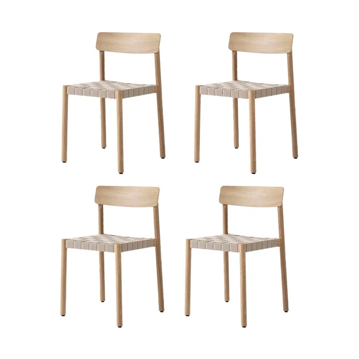 Betty TK1 tuoli, Tammi luonnollinen-punottu pellavanauhaistuin, 4-pakkaus - &Tradition