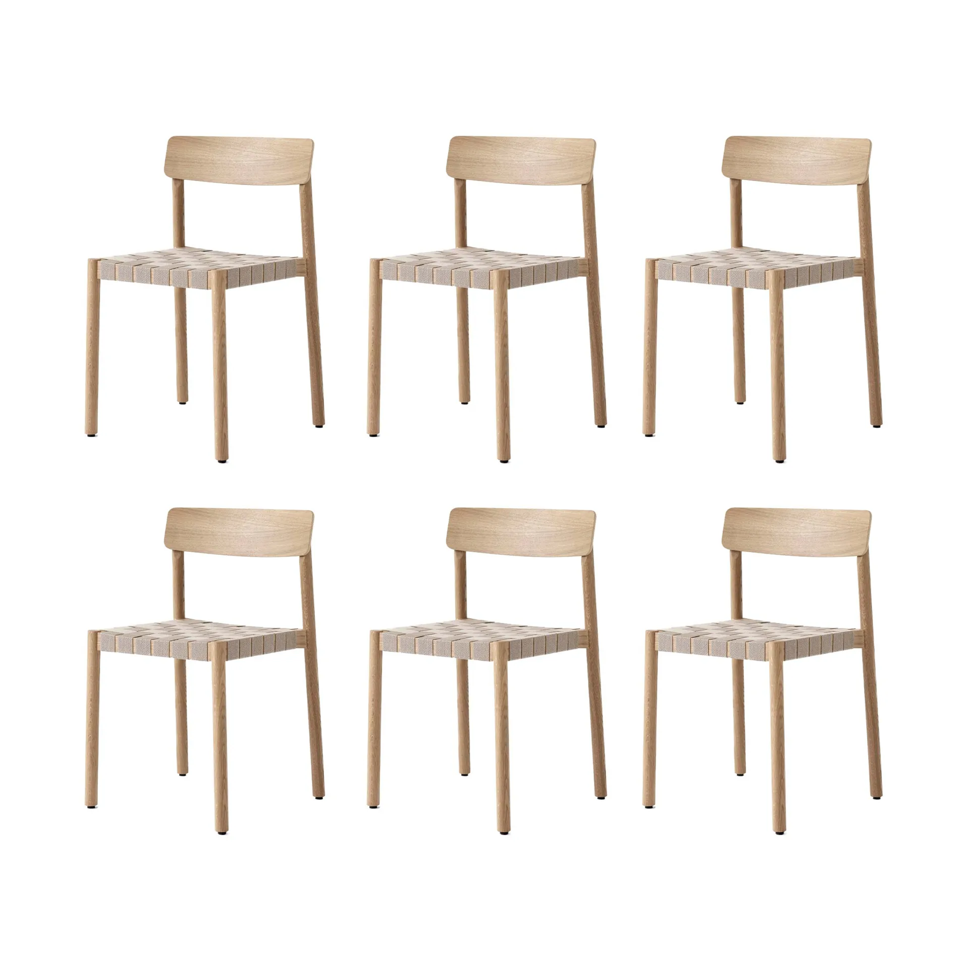 Betty TK1 tuoli, Tammi luonnollinen-punottu pellavanauhaistuin, 6-pakkaus,  &Tradition