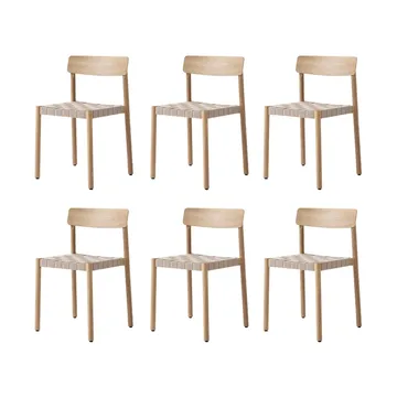 Betty TK1 tuoli, Tammi luonnollinen-punottu pellavanauhaistuin, 6-pakkaus - &Tradition