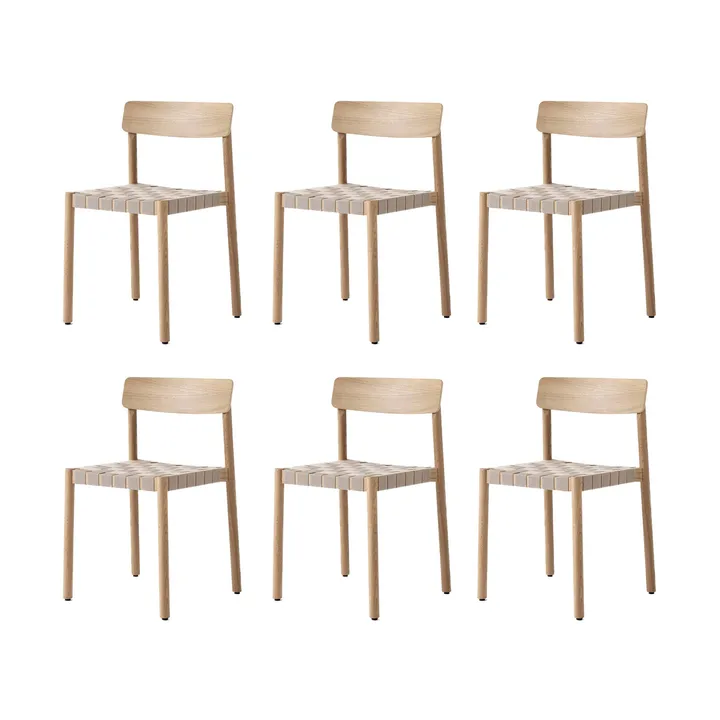 Betty TK1 tuoli, Tammi luonnollinen-punottu pellavanauhaistuin, 6-pakkaus - &Tradition