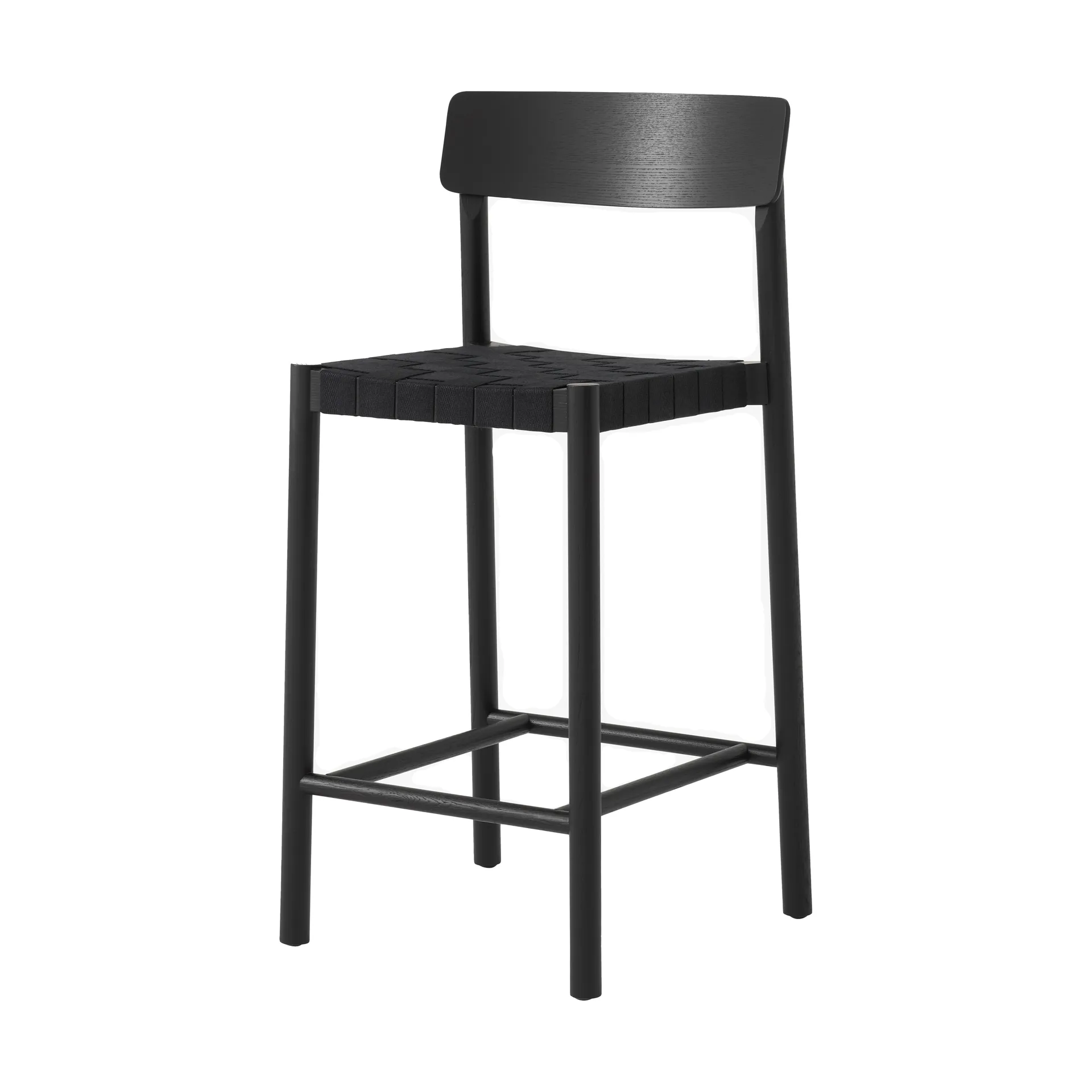 Betty TK12 Counter Chair baarituoli 65 cm, Musta pellava-mustalakattu saarni &Tradition