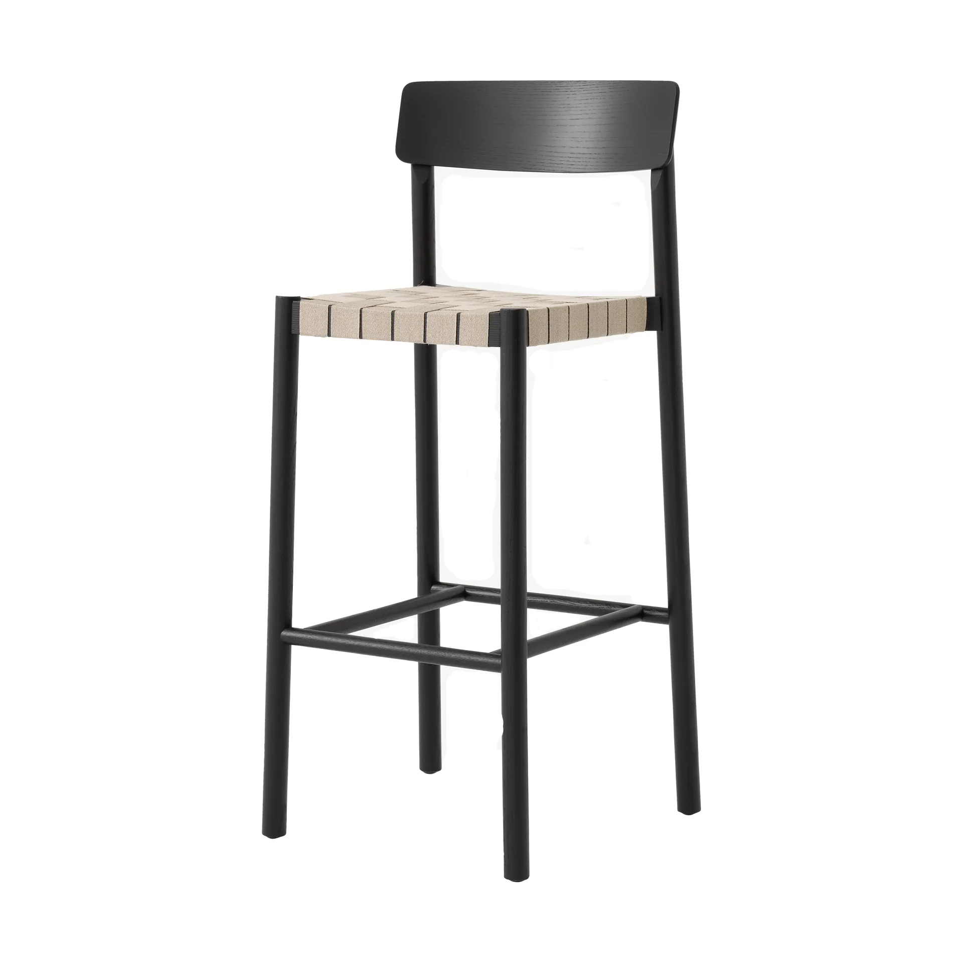 Betty TK15 Bar Chair baarituoli 75 cm, Mustalakattu saarni-luonnonvärinen pellava &Tradition
