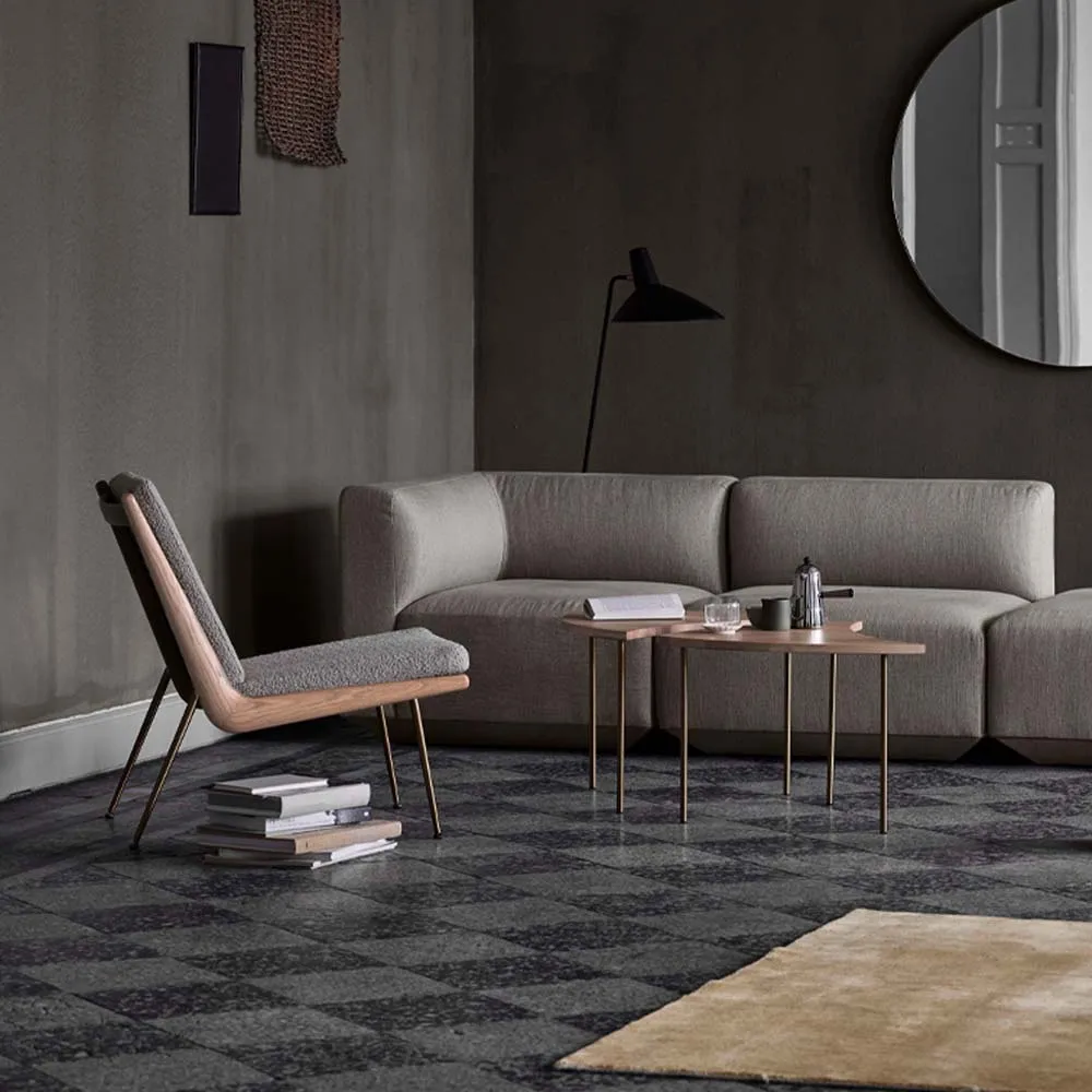 Boomerang HM1 -nojatuoli, Kangas hallingdal 130 harmaa, öljytyt saksanpähkinäjalat &Tradition