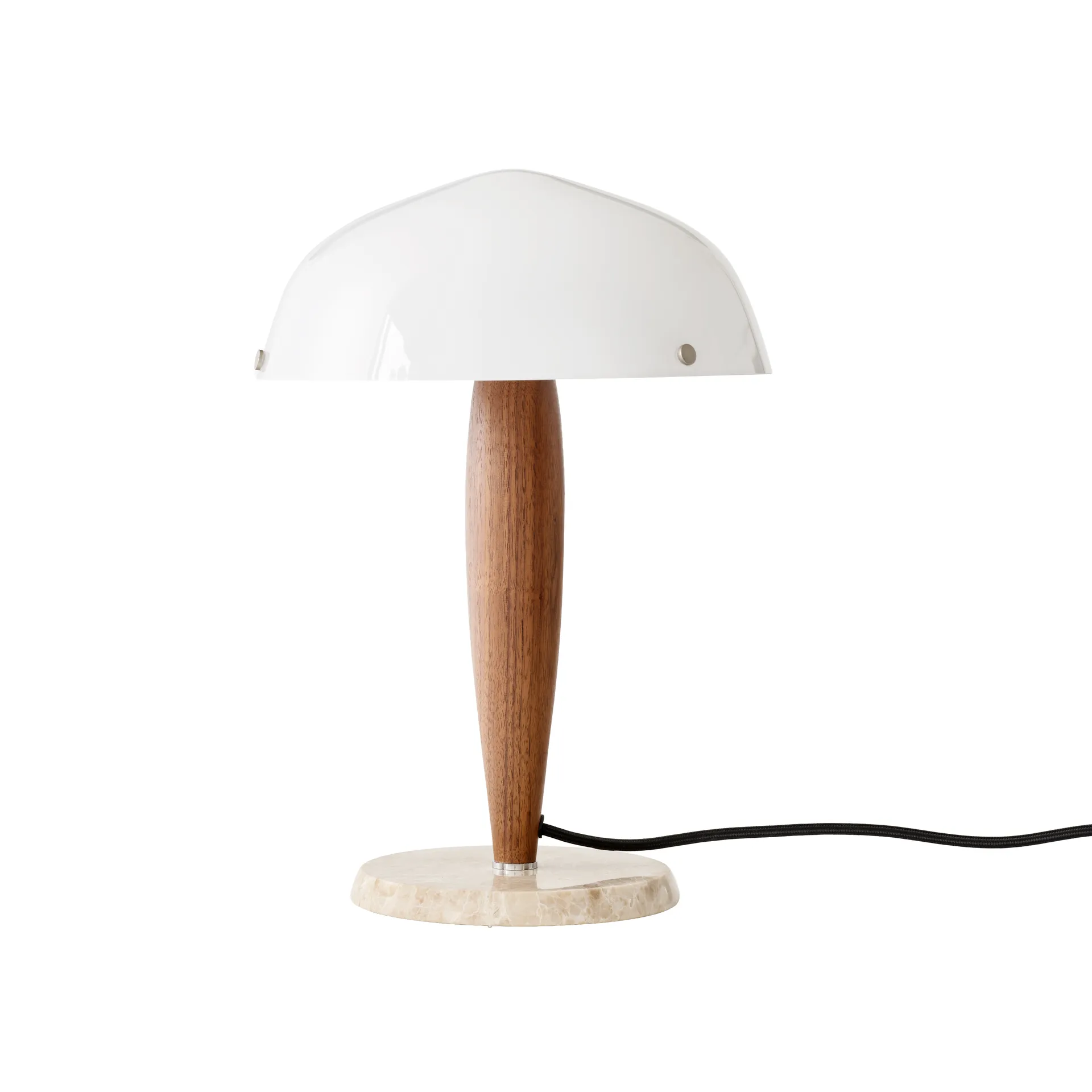 Herman SHY3 -pöytävalaisin, walnut & cream marble, tekstiilijohto &Tradition