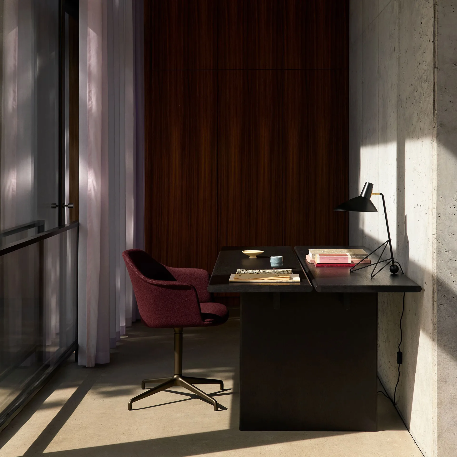 Ita OS1 ruokapöytä kaapelinhallinnalla 95x200 cm, Dark stained oak &Tradition