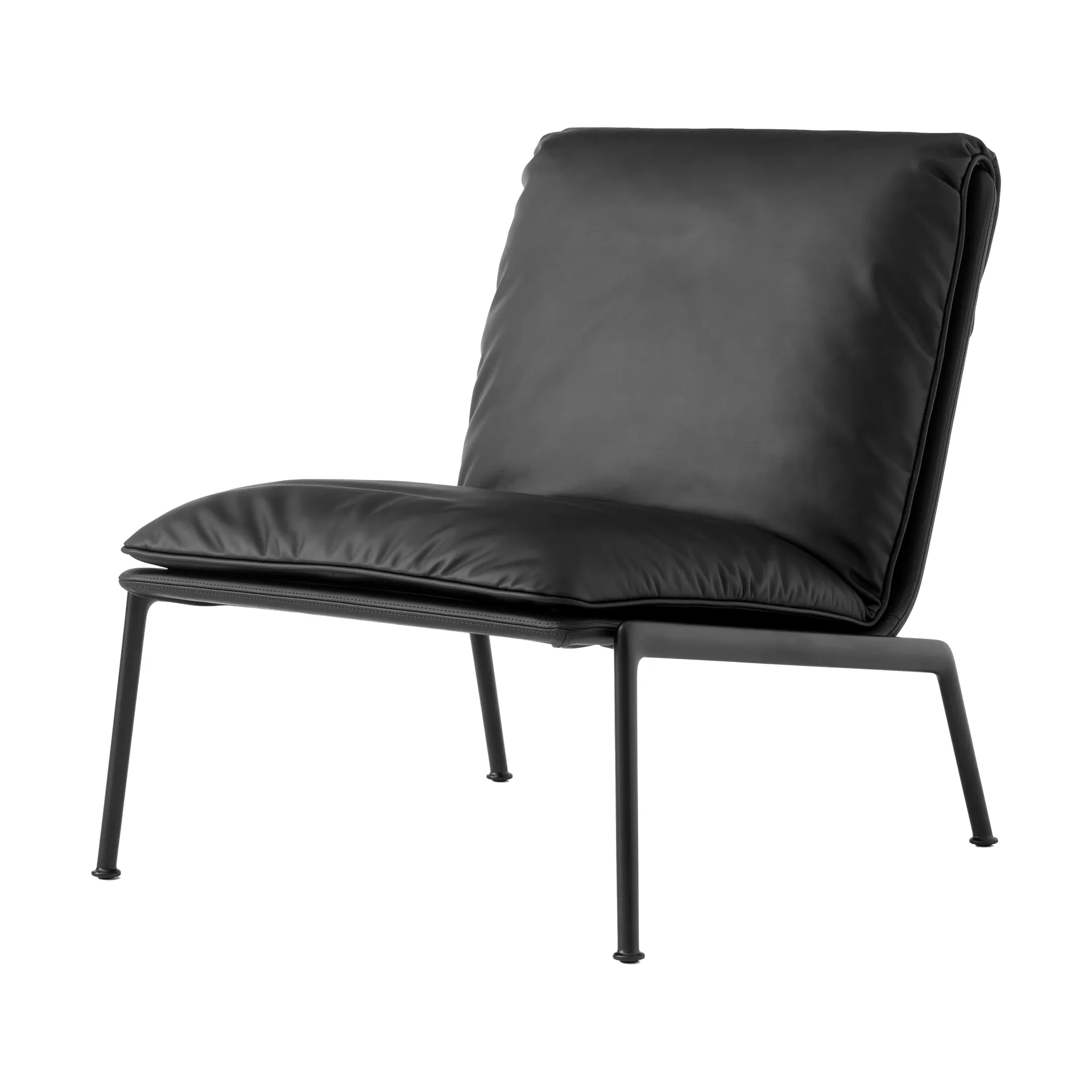 Muno LN18 lounge-nojatuoli, Dark chrome-Noble leather Black &Tradition