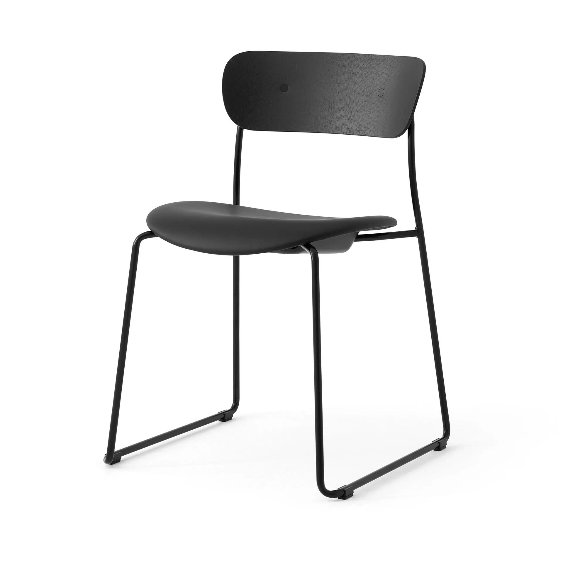 Pavilion AV52 tuoli verhoiltu istuinosa, Black-Noble leather Black &Tradition