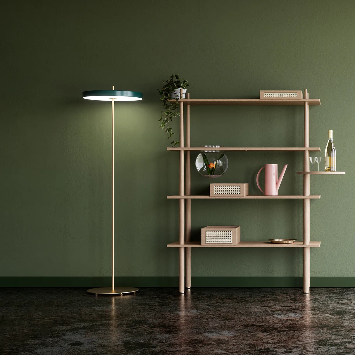 Asteria-jalkalamppu, metsänvihreä Umage