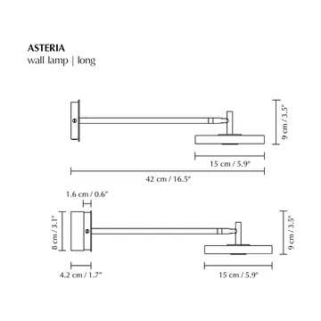 Asteria Wall seinälamppu - Long, Polished steel - Umage