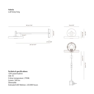 Asteria Wall seinälamppu - Pitkä, Black-chrome - Umage