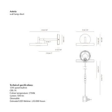 Asteria Wall seinälamppu - Short, Nuance olive-chrome - Umage