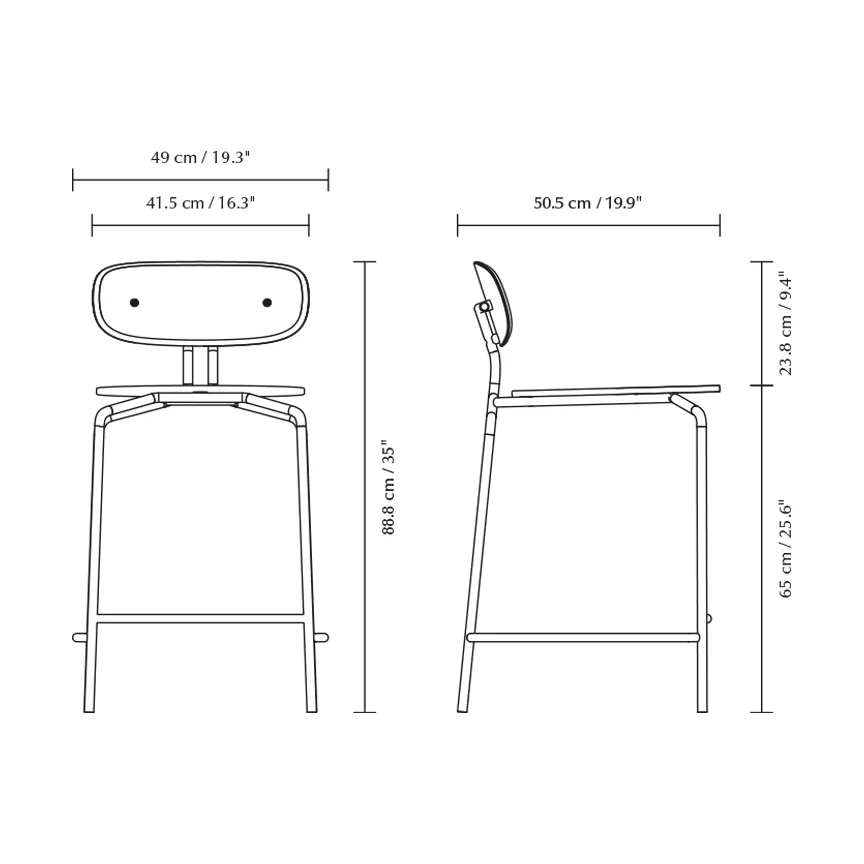Curious baarituoli 65 cm, Oak-black Umage