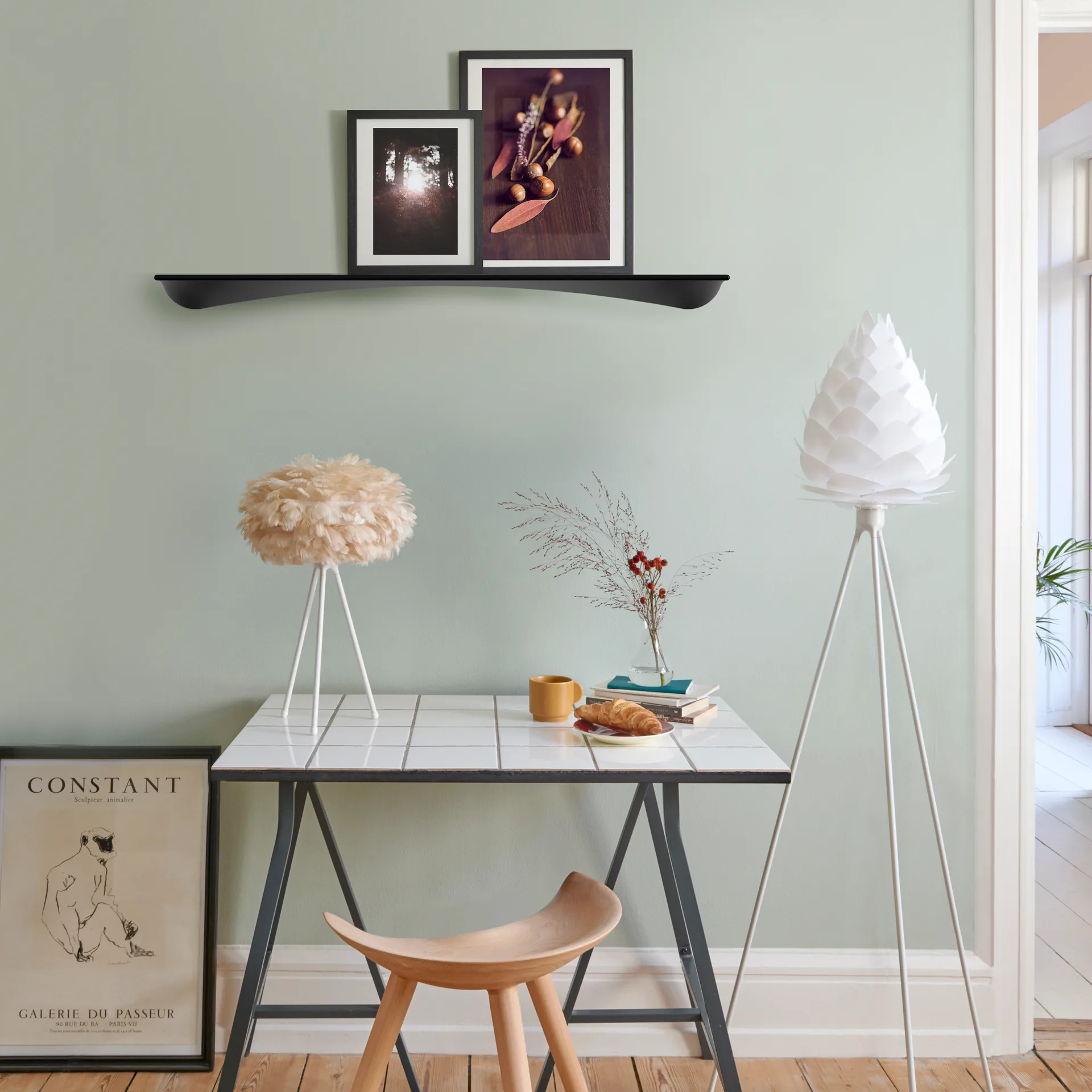 Flow hylly 98 cm, Dark ash Umage