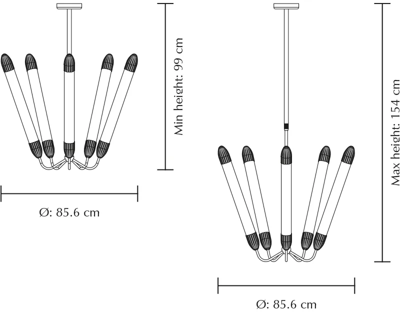 Lemon Squeeze Penta pitkä kattovalaisin, Kiillotettu teräs Umage