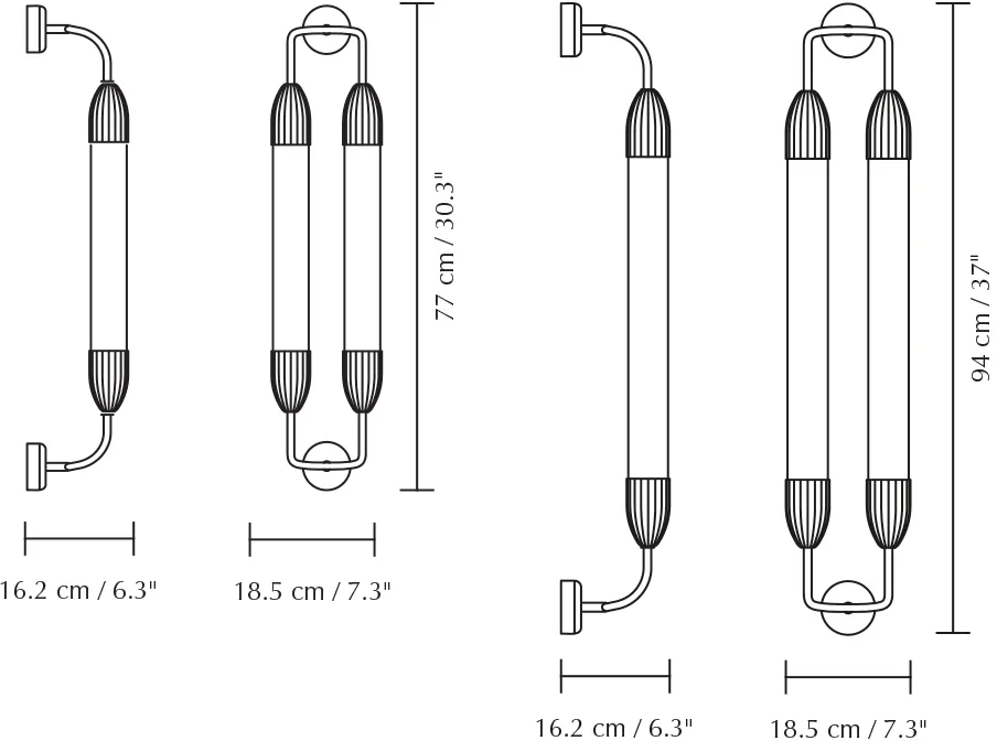 Lemon Squeeze Wall pitkä seinävalaisin, Kaksoishiivattu teräs Umage