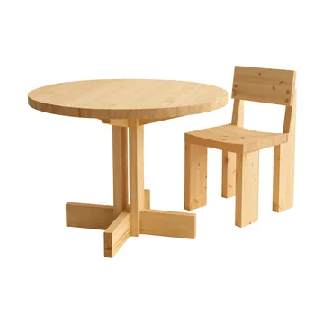 001 Dining Table ruokapöytä - Matta öljyvahattu mänty, Ø100×74 cm - Vaarnii