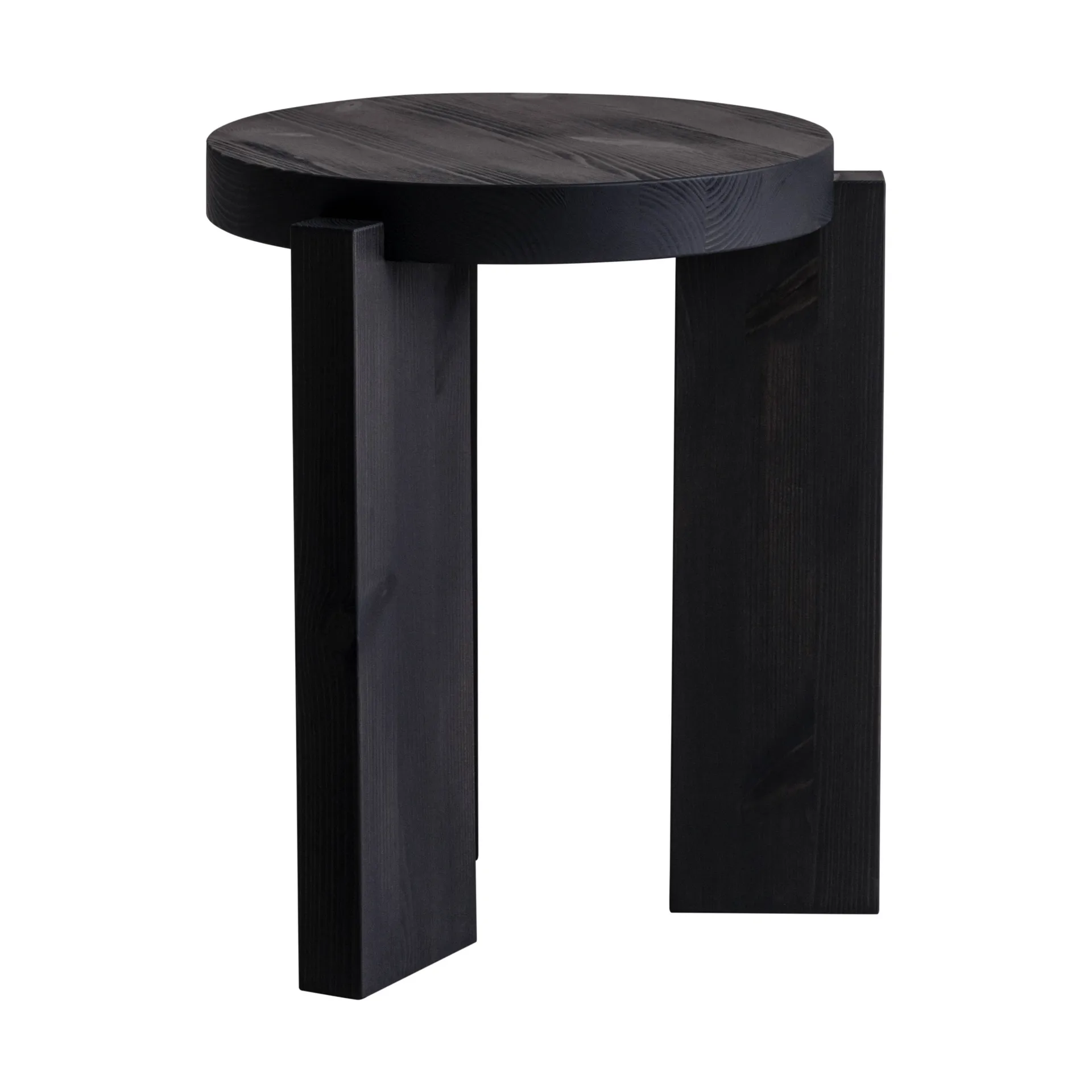 001 Stool jakkara, Mustaksi petsattu mänty, Ø40×44 cm Vaarnii