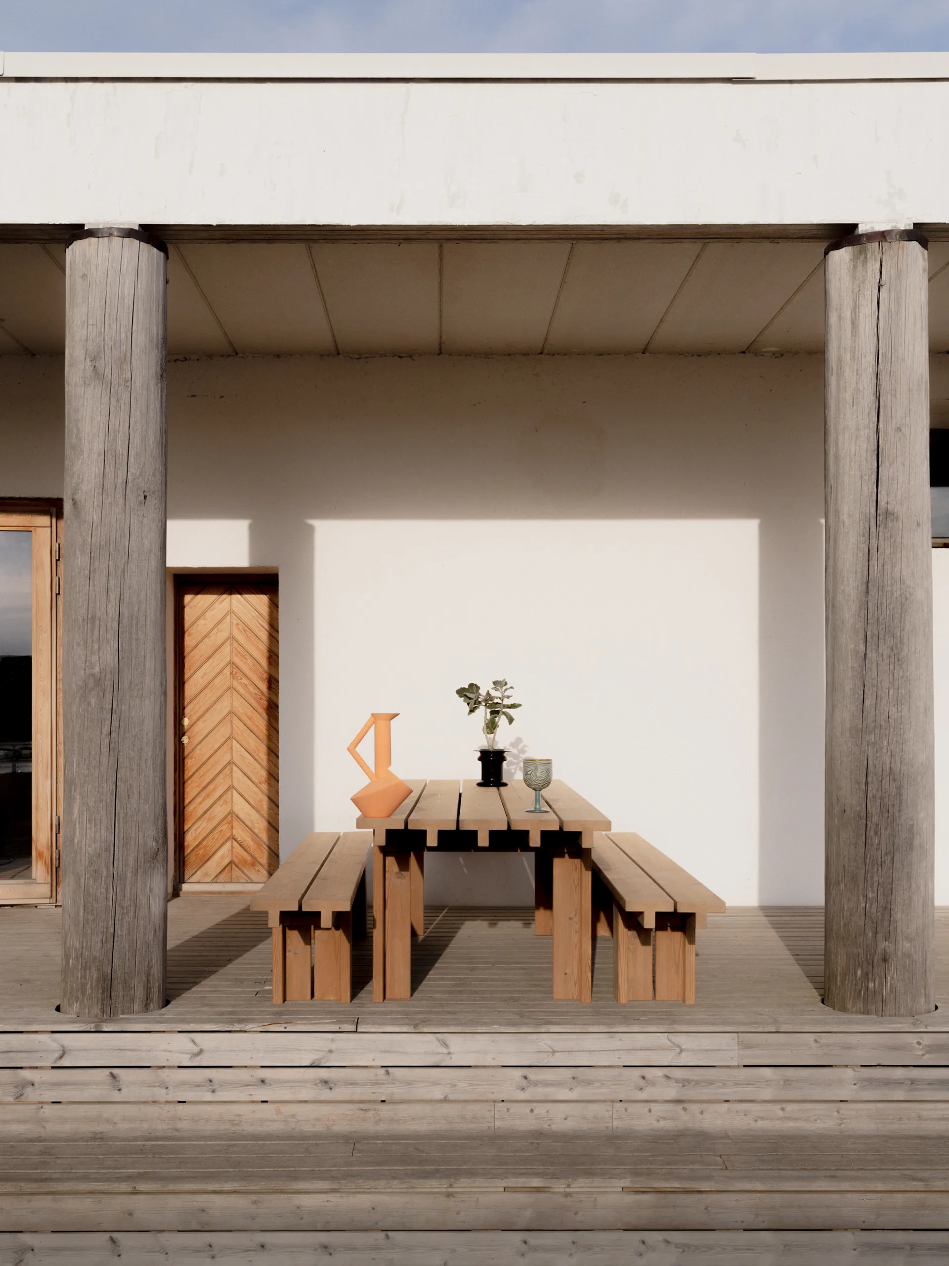 013 Osa Outdoor Bench penkki, Lämpökäsitelty mänty, 182×37×49 cm Vaarnii