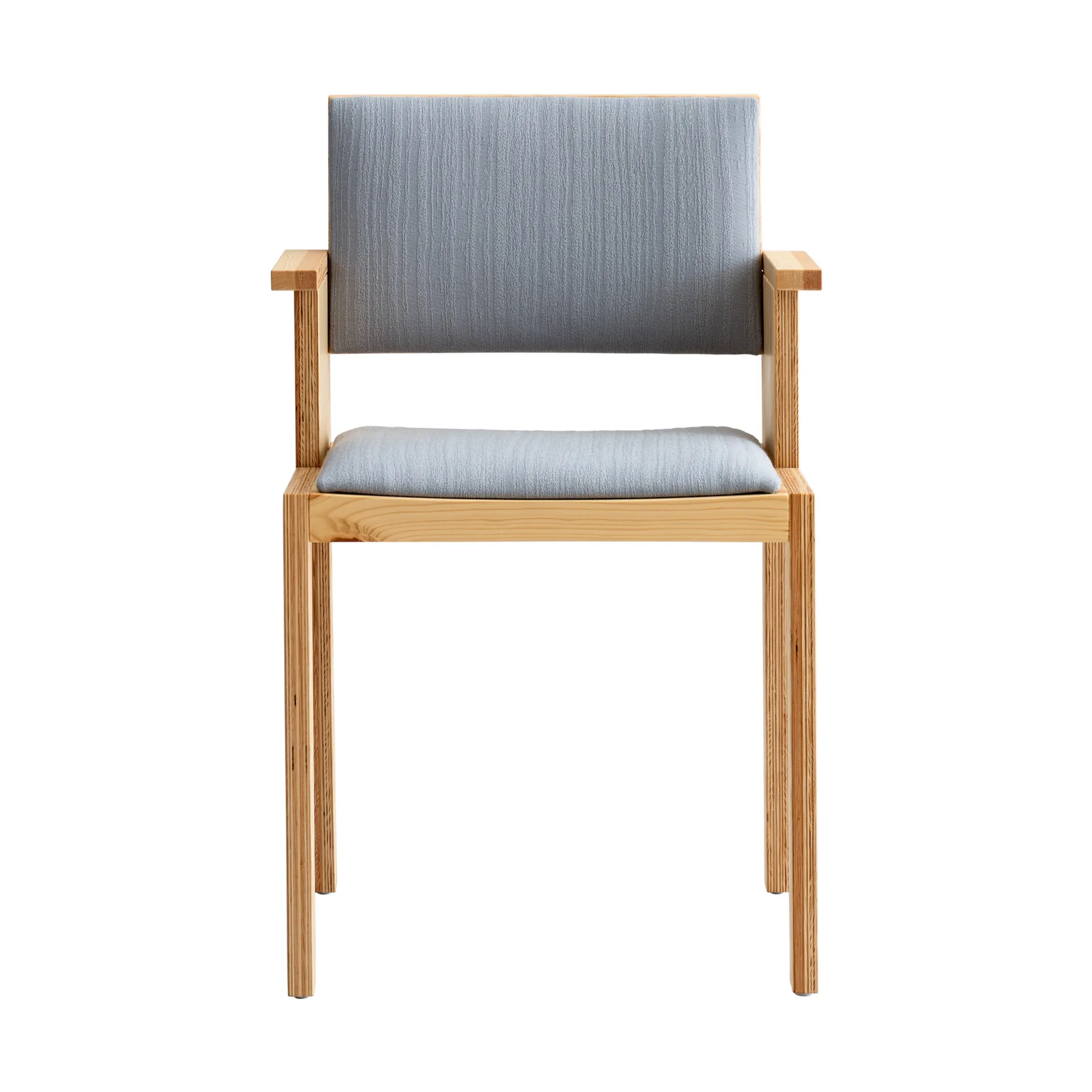 016 Maasto Dining Armchair käsinojallinen tuoli, Matta öljyvahattu mänty, etupuolelta verhoiltu harmaa Vaarnii