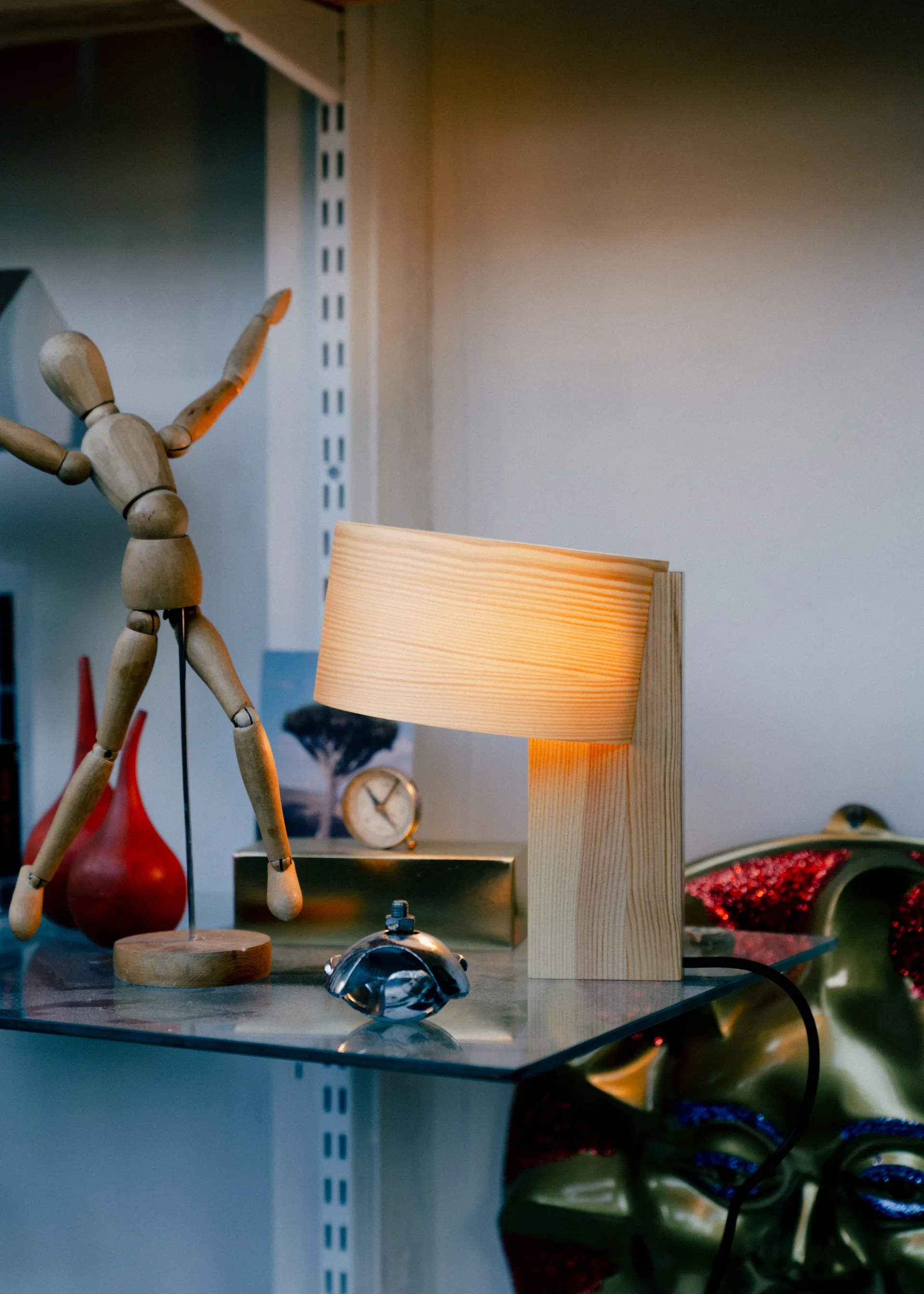 018 Hoop Table Lamppu pöytälamppu, Matta öljyvahattua mäntyä, 34 cm Vaarnii