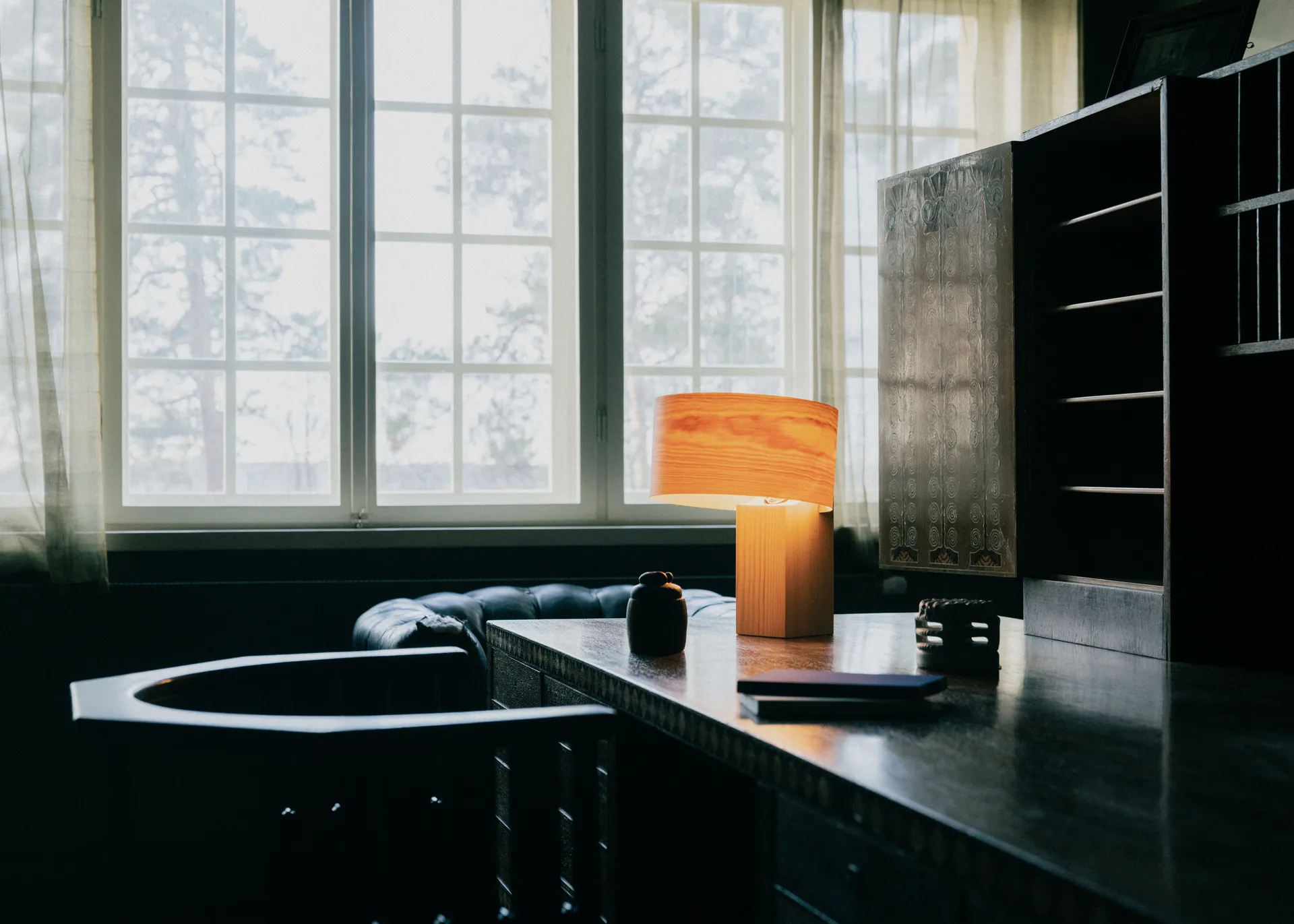 018 Hoop Table Lamppu pöytälamppu, Matta öljyvahattua mäntyä, 34 cm Vaarnii