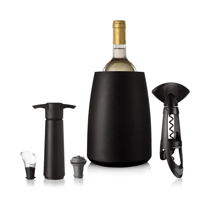 Vacuvin Elegant Plus viinisetti - Musta, 5 osaa - Vacuvin