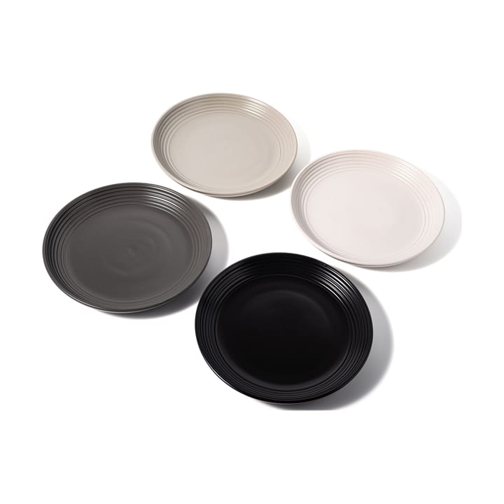 Bistro lautanen Ø 25 cm 4-pakkaus, Valkoinen, hiekanharmaa, antrasiitti, musta Vargen & Thor
