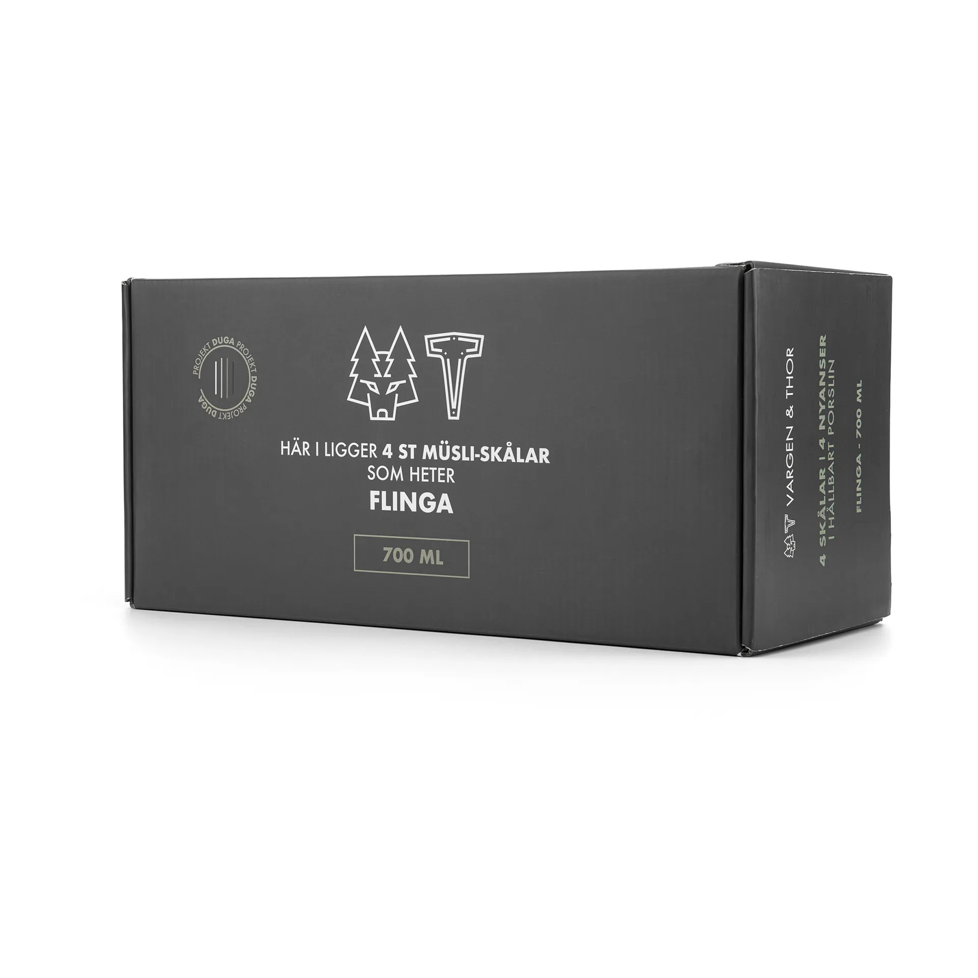 Duga flinga -kulho 70 cl 4-pakkaus, Valkoinen, hiekanharmaa, antrasiitti, musta Vargen & Thor