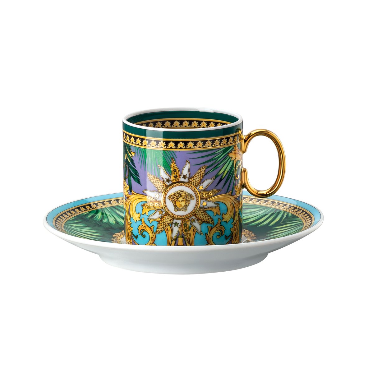 Versace Jungle Animalier -espressokuppi aluslautasella Multi