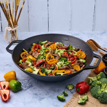 Valurautainen wok-pannu 36 cm - Musta - Victoria