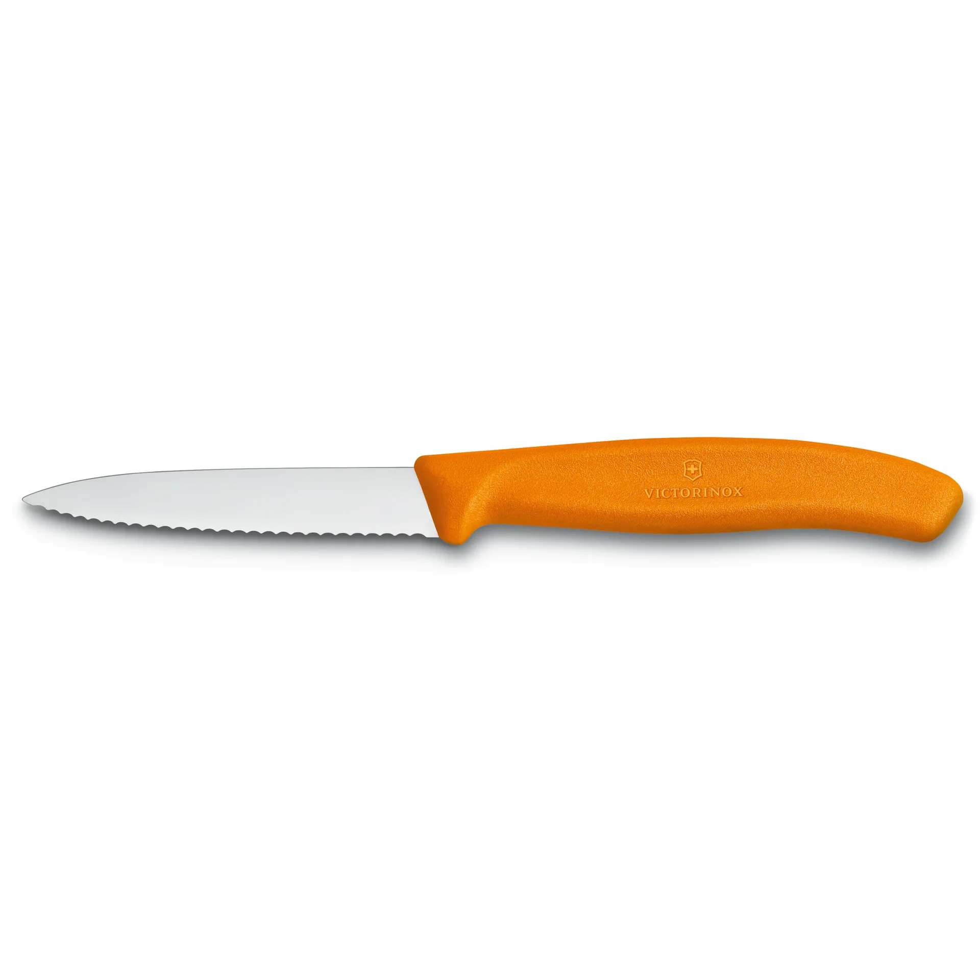 Swiss Classic vihannes-/ kuorimaveitsi hammastettu 8 cm, Oranssi Victorinox