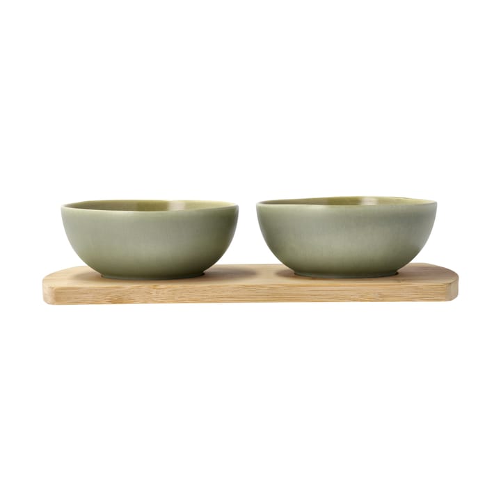 Shoku bambutarjotin kahdella kulholla - Pure Green - Villa Collection