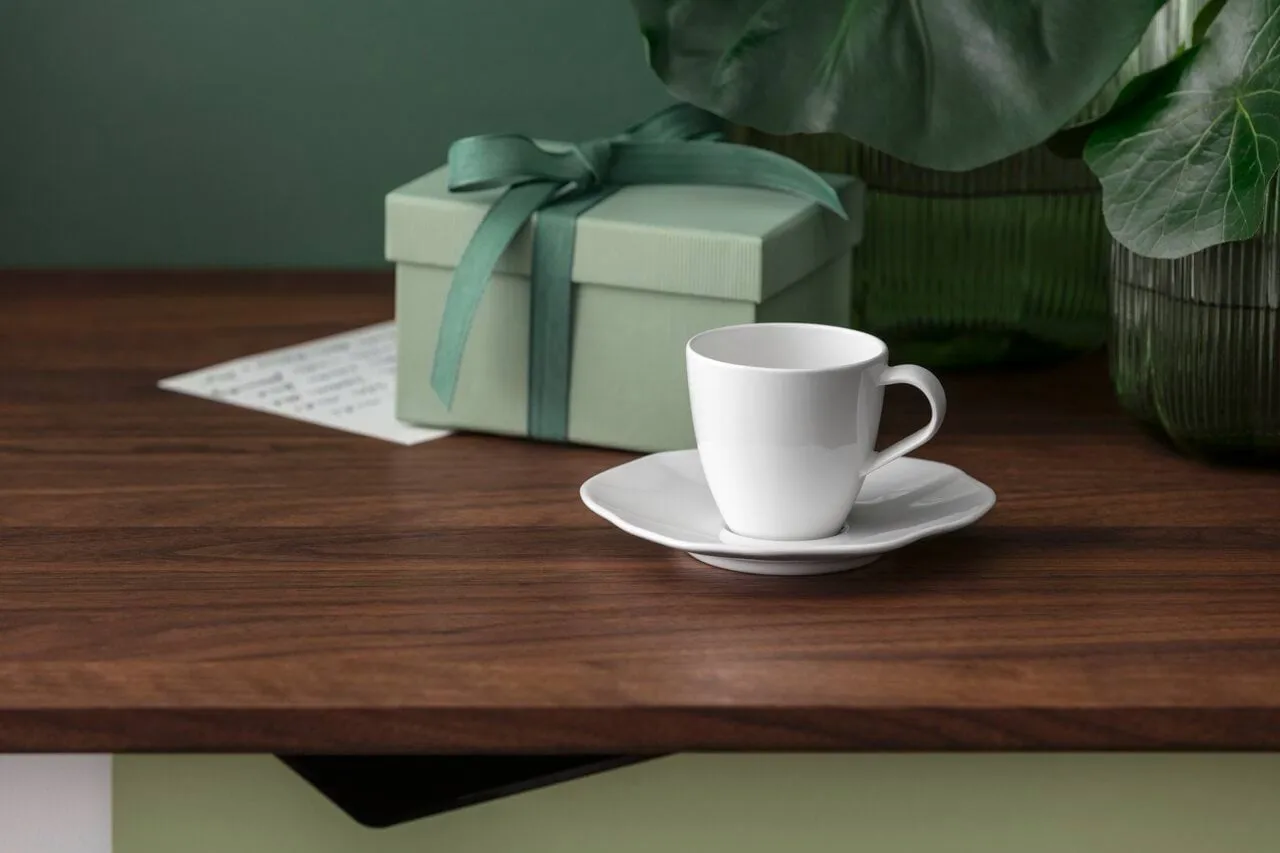 Pura espressokuppi ja aluslautanen, Valkoinen, 2 kpl Villeroy & Boch