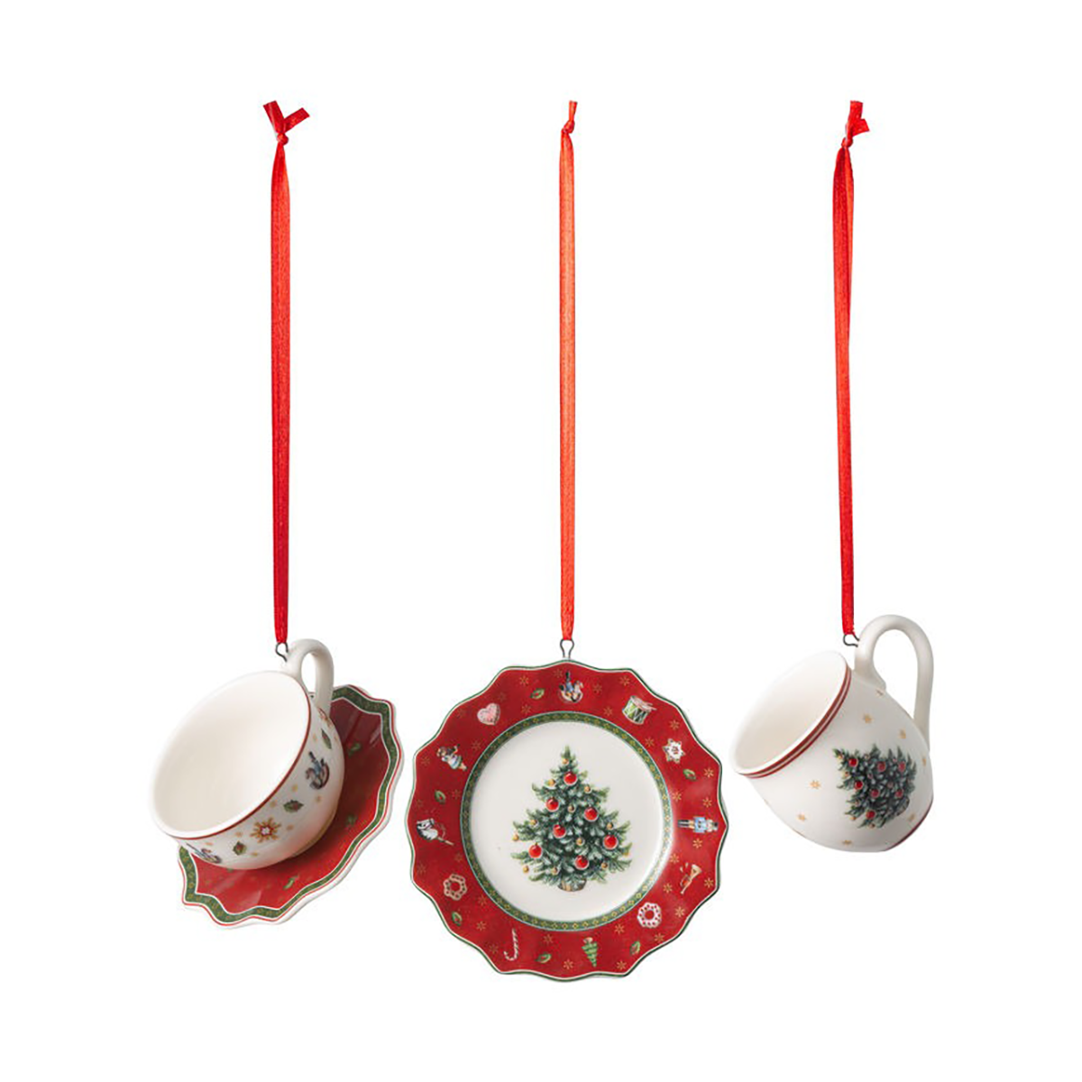 Villeroy & Boch Toy’s Delight -joulukuusenkoriste astiasto 3 osaa Valkoinen-punainen