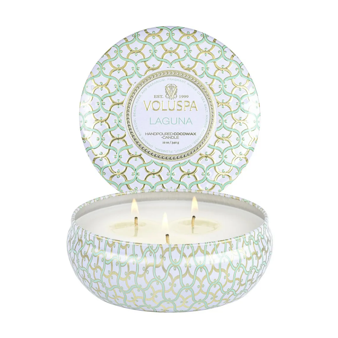 Maison Blanc 3-wick Tin tuoksukynttilä 40 tuntia, Laguna Voluspa