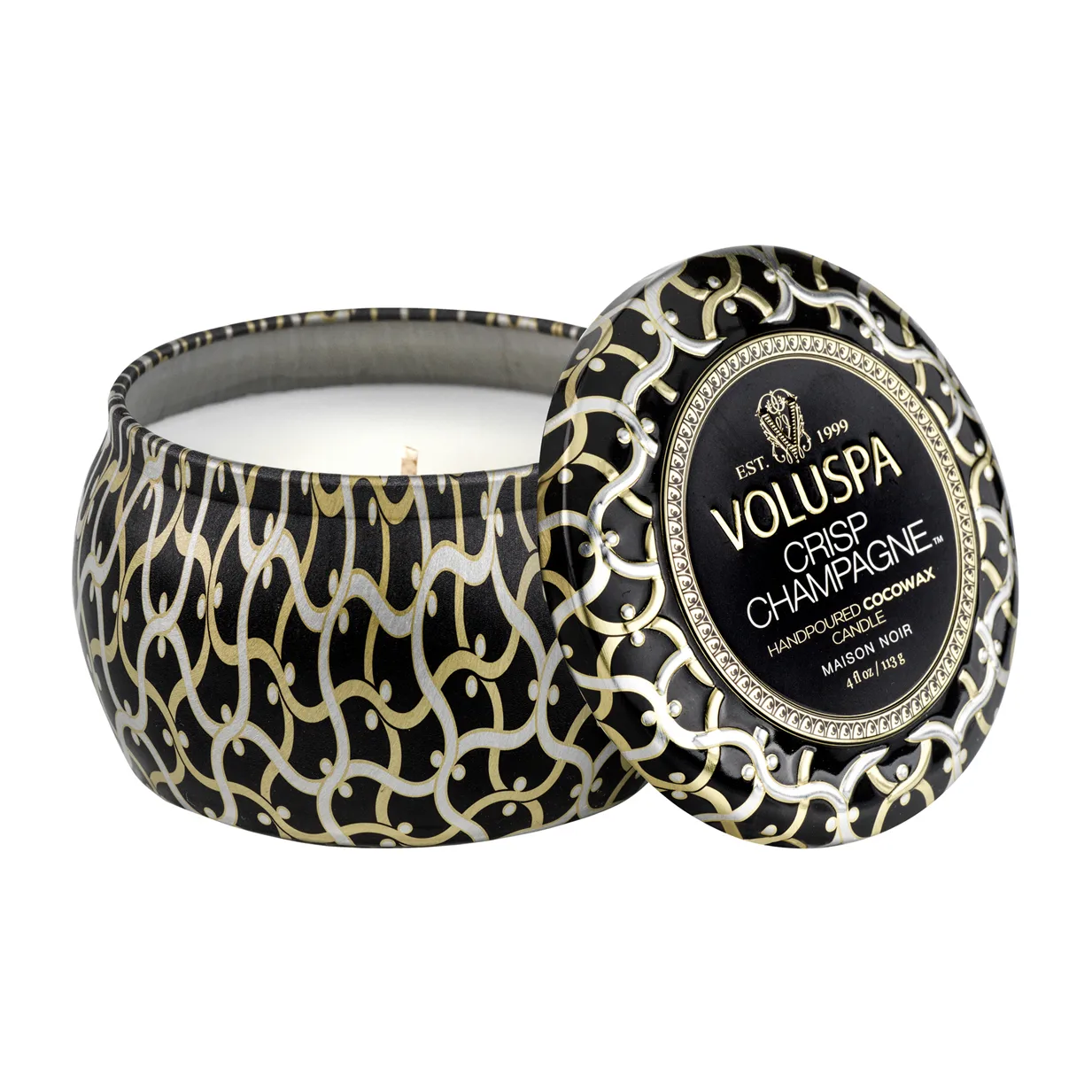 Maison Noir Mini Tin tuoksukynttilä 25 tuntia, Crisp Champagne Voluspa