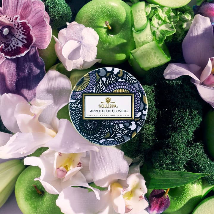 Tuoksukynttilä lasipurkissa, 25 tuntia, Apple Blue Clover Voluspa