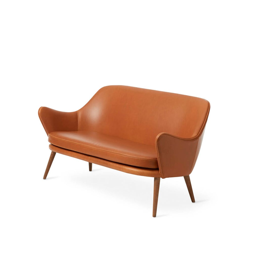 Warm Nordic Dwell sohva 2-istuttava nahka silk 250 cognac, jalat savutammea