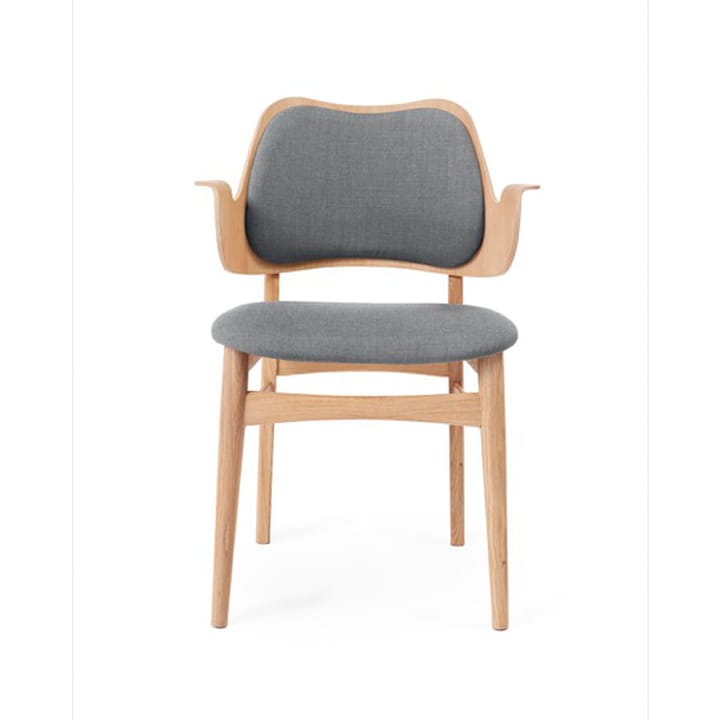Gesture tuoli, verhoiltu istuin- ja selkäosa - Kangas canvas 134 grey melange, valkoöljytty tammirunko, verhoiltu istuinosa, verhoiltu selkänoja - Warm Nordic
