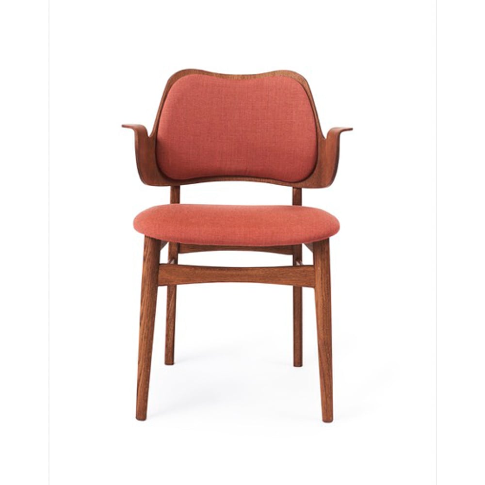 Warm Nordic Gesture tuoli verhoiltu istuin- ja selkäosa Kangas canvas 566 peachy pink tiikkiöljytty tammirunko verhoiltu istuinosa verhoiltu selkänoja
